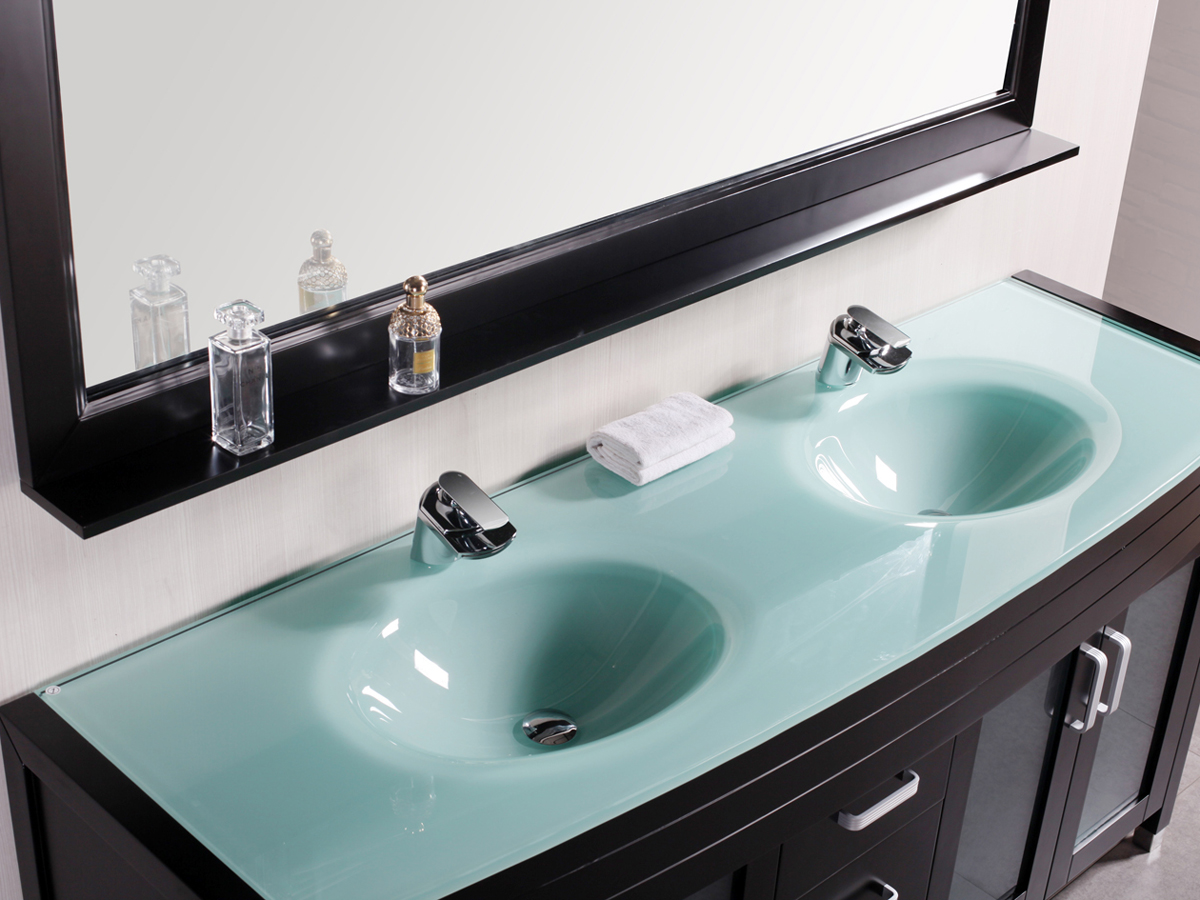 72" Waterfall Double Sink Vanity Espresso